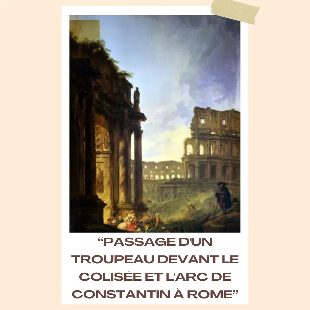 passage d'un troupeau devant le colisée et l'arc de constantin à rome